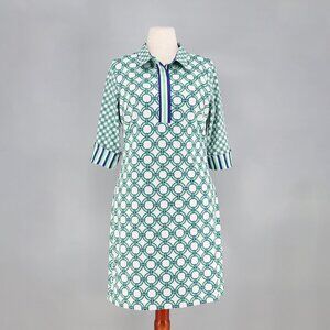 GRETCHEN SCOTT Everywhere Dress Green Blue Geometric Size L